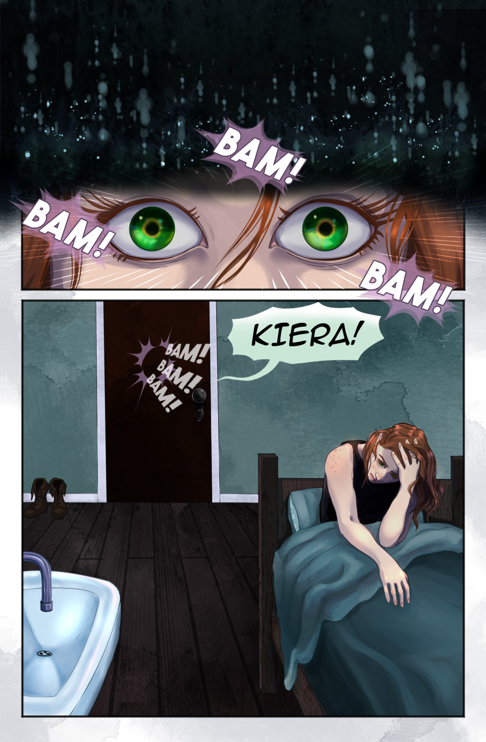 Kiera awakens from a dream.